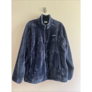 Columbia Fire Side Sherpa Fleece Jacket Women’s Full Zip Navy Cozy XL